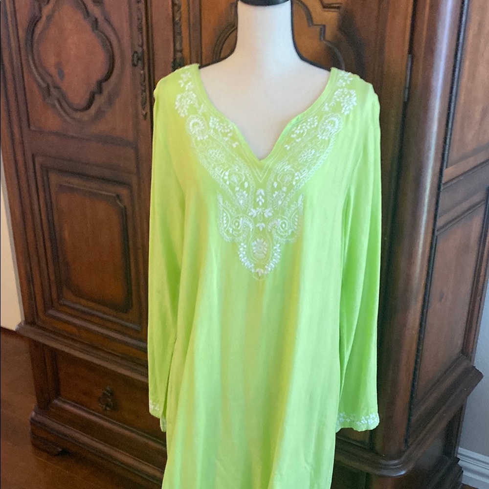Lime Green Embroidered Tunic